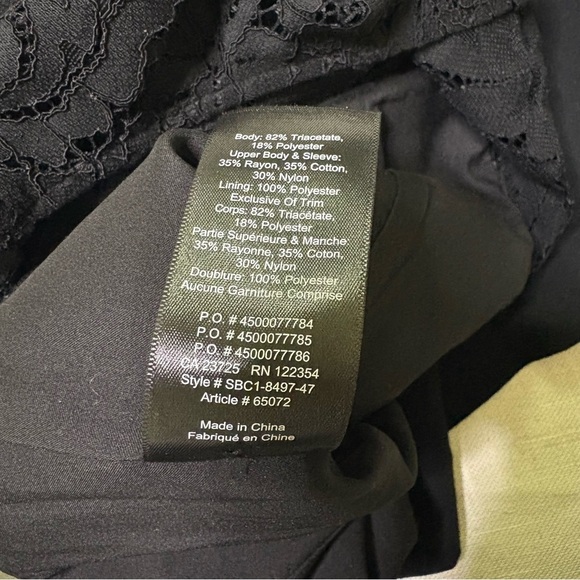 Babaton Aritzia NWT Masaki Dress Black Lace Long Sleeve Deep V-Neck Keyhole Back - Picture 9 of 10